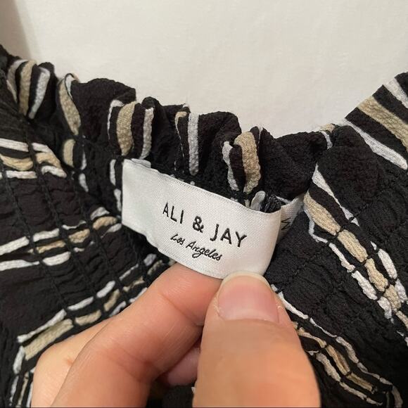 Ali & Jay Black & White Striped Smocked Mini Dress - Picture 11 of 11